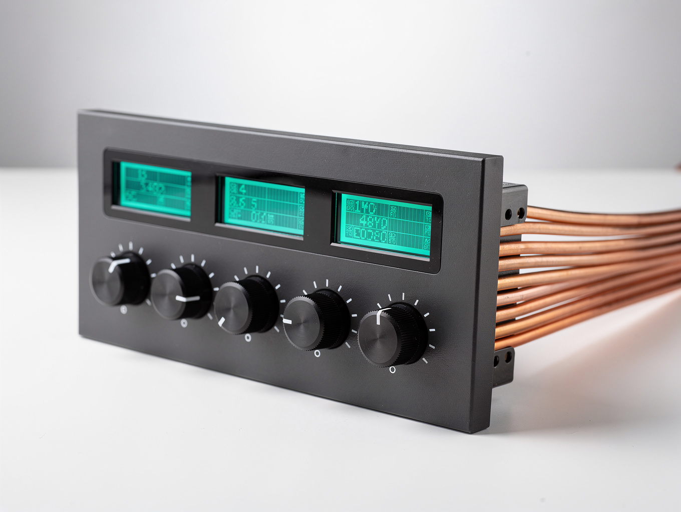 Digital control panel with technical instrumentation readouts